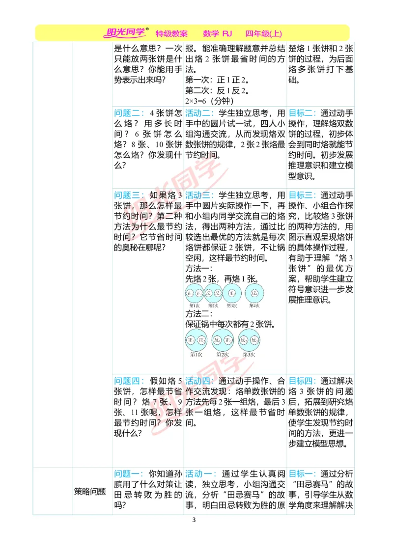 一、单元分析_小学数学人教版单独教案（1-6上下册）_《阳光同学教案》1-6上册（25秋）_阳光同学特级教案数学人教4年级上册_第八单元数学广角&mdash;&mdash;优化