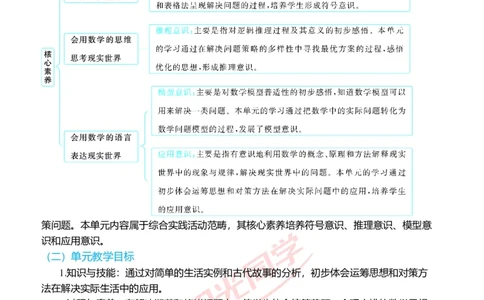 一、单元分析_小学数学人教版单独教案（1-6上下册）_《阳光同学教案》1-6上册（25秋）_阳光同学特级教案数学人教4年级上册_第八单元数学广角&mdash;&mdash;优化