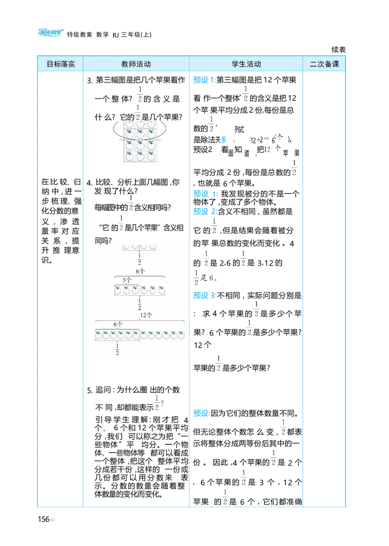 第六单元分数的初步认识_小学数学人教版单独教案（1-6上下册）_《阳光同学教案》1-6上册（25秋）_阳光同学特级教案数学人教3年级上册