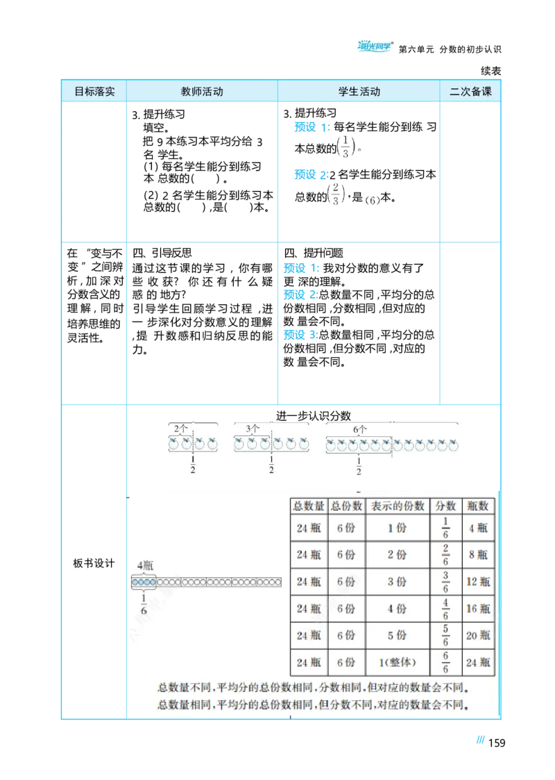 第六单元分数的初步认识_小学数学人教版单独教案（1-6上下册）_《阳光同学教案》1-6上册（25秋）_阳光同学特级教案数学人教3年级上册