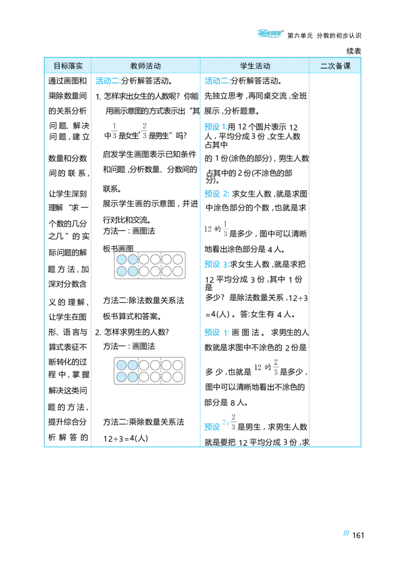 第六单元分数的初步认识_小学数学人教版单独教案（1-6上下册）_《阳光同学教案》1-6上册（25秋）_阳光同学特级教案数学人教3年级上册