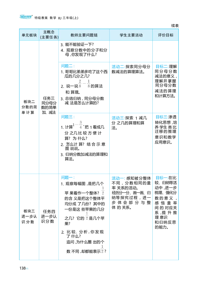 第六单元分数的初步认识_小学数学人教版单独教案（1-6上下册）_《阳光同学教案》1-6上册（25秋）_阳光同学特级教案数学人教3年级上册