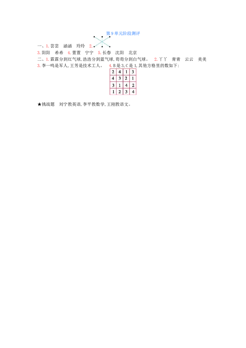 第9单元测试卷_小学数学人教版2年级下册_11单元测试卷_11单元测试卷