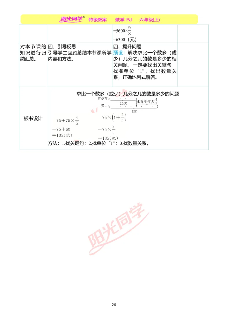 第一单元教学案例_小学数学人教版单独教案（1-6上下册）_《阳光同学教案》1-6上册（25秋）_阳光同学特级教案数学人教6年级上册_第一单元分数乘法