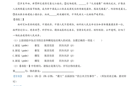 2020年甘肃省武威、白银、定西、平凉、酒泉、临夏州、张掖、陇南、庆阳、嘉峪关、金昌中考语文试题（解析版）_1.2015-2025年中考语文_2.语文中考真题2015-2024年_地区卷_甘肃省