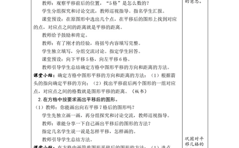 第2课时平移（1）_小学数学人教版单独教案（1-6上下册）_《绿卡图书教案》1-6下册（26春）_4年级下册（26春）_7图形的运动（二）