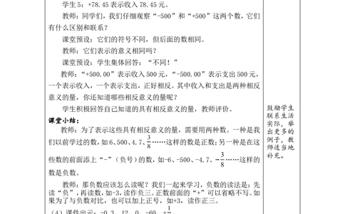 第1课时认识负数_小学数学人教版单独教案（1-6上下册）_《绿卡图书教案》1-6下册（26春）_6年级下册（26春）_1负数