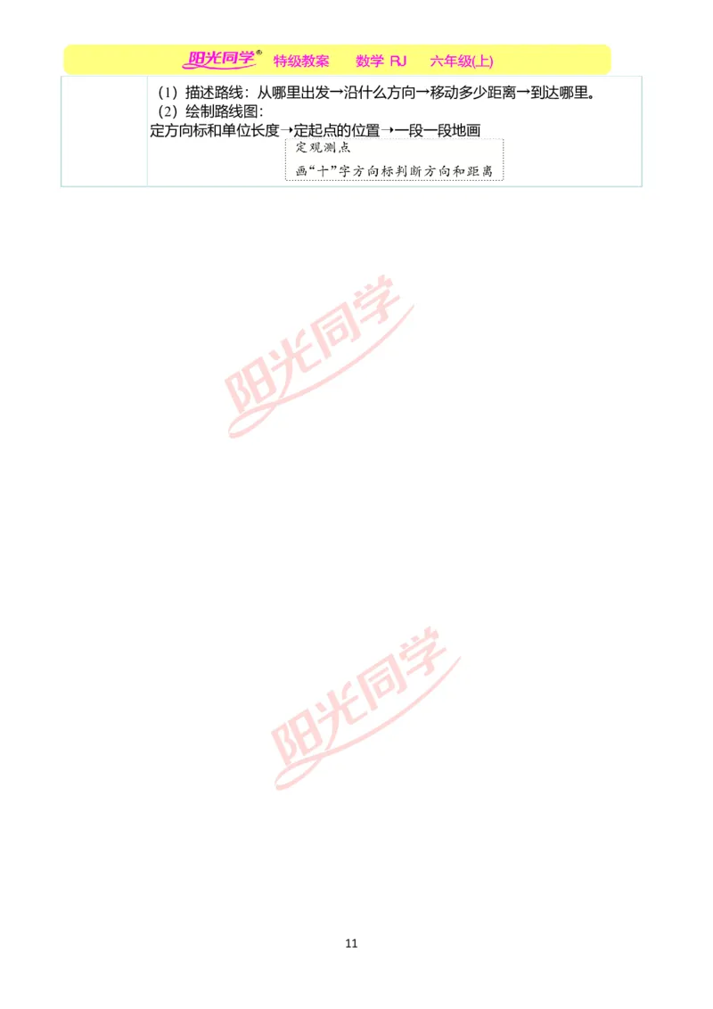 第二单元教学案例_小学数学人教版单独教案（1-6上下册）_《阳光同学教案》1-6上册（25秋）_阳光同学特级教案数学人教6年级上册_第二单元位置与方向（二）