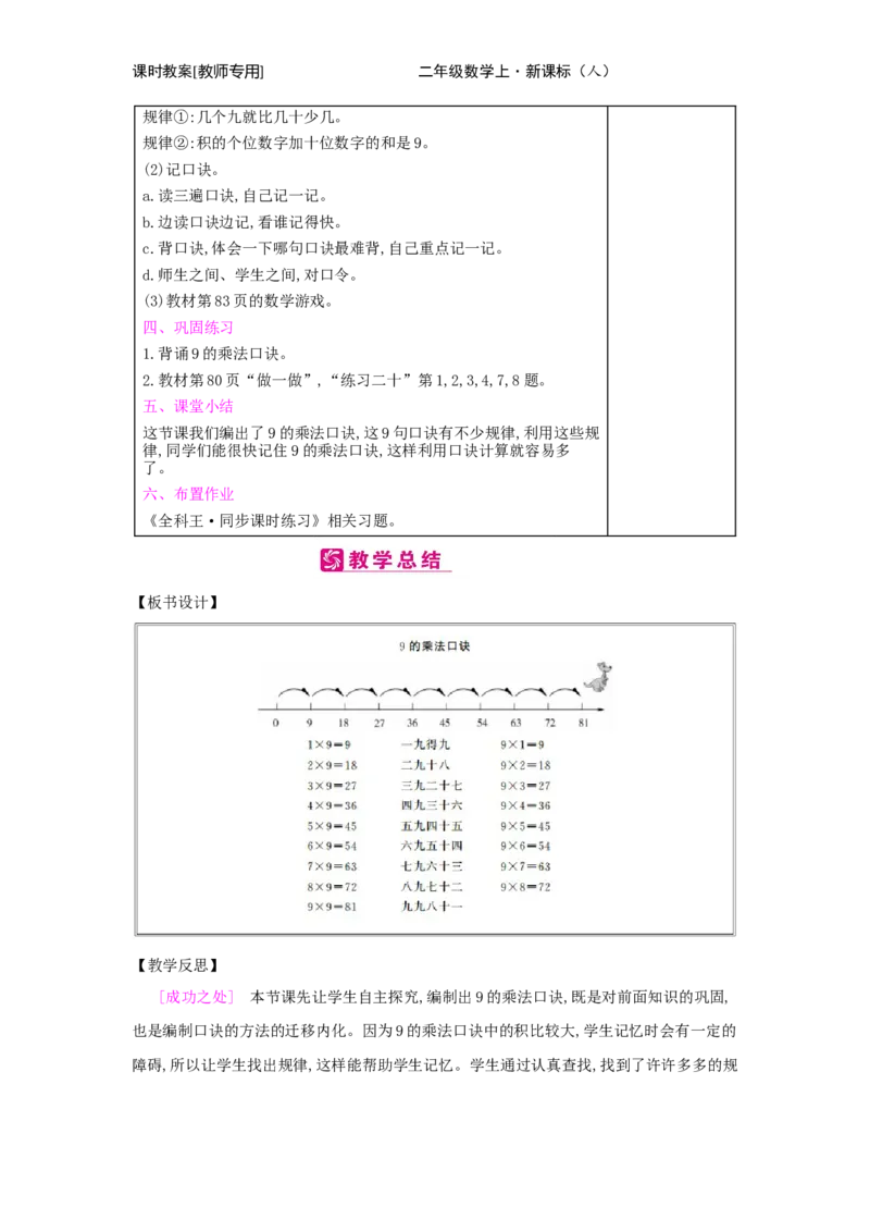 第6单元　表内乘法(二)_小学数学人教版2年级上册_1课时简案_1课时简案