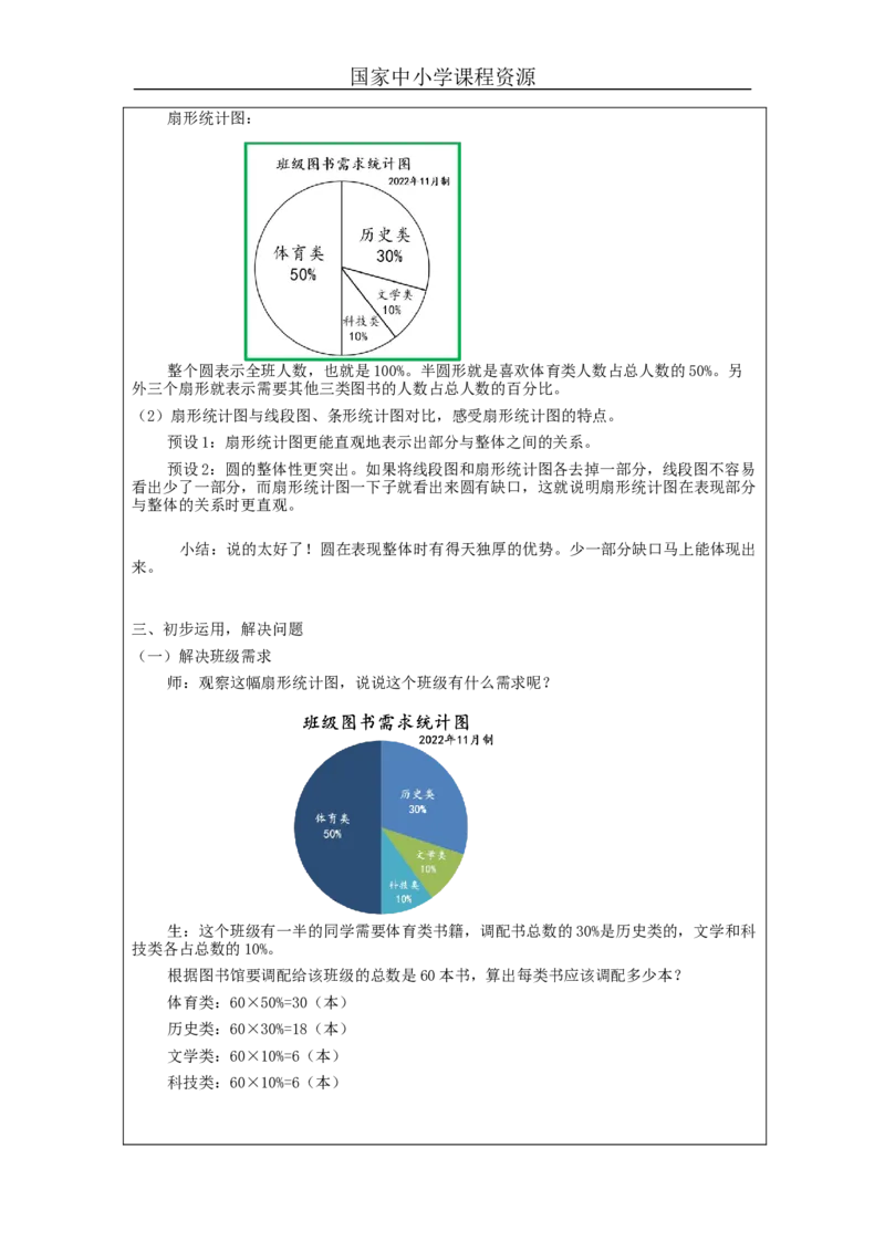 扇形统计图的认识（第1课时）_教学设计_小学数学人教版单独教案（1-6上下册）_《智慧教育教案》1-6上下册（25秋）_1-6上册_6年级上册（教案）新插图_第7单元扇形统计图