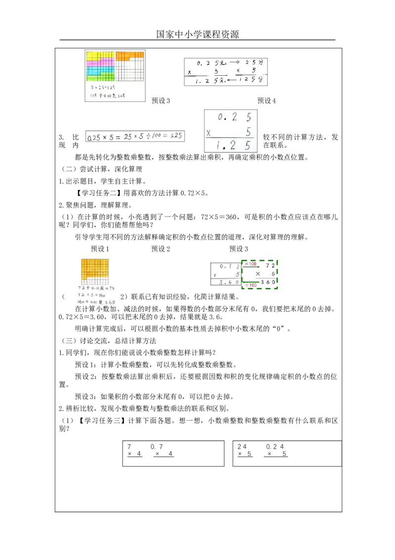 小数乘整数（第2课时）教学设计_小学数学人教版单独教案（1-6上下册）_《智慧教育教案》1-6上下册（25秋）_1-6上册_5年级上册（教案）新插图_第1单元小数乘法