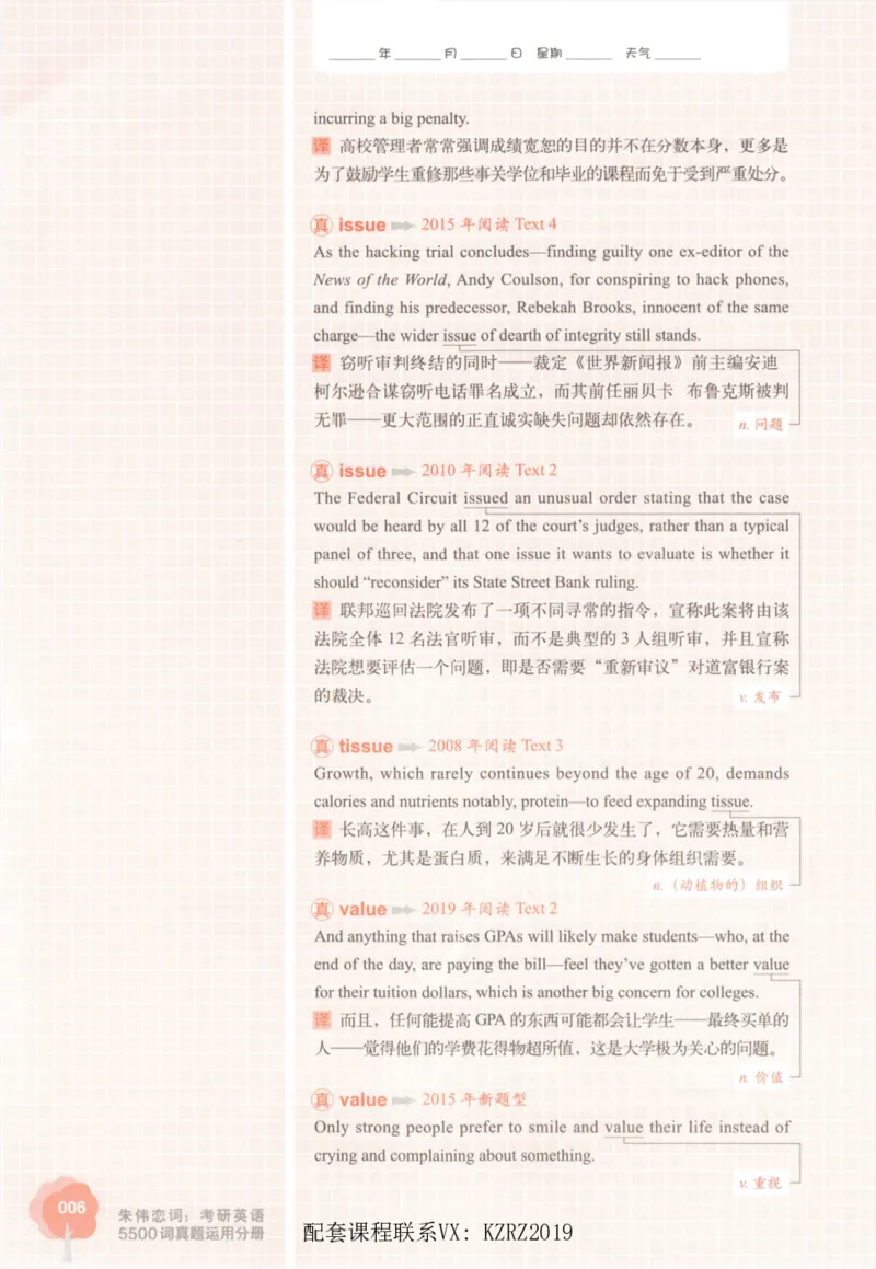 恋词考研英语5500词（晚间听课-真题运用分册）_考研英语真题（英一＋英二）_考研英语真题_考研英语一历年真题_5500词（真题运用+强化强化）