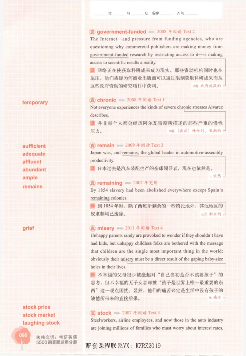 恋词考研英语5500词（晚间听课-真题运用分册）_考研英语真题（英一＋英二）_考研英语真题_考研英语一历年真题_5500词（真题运用+强化强化）