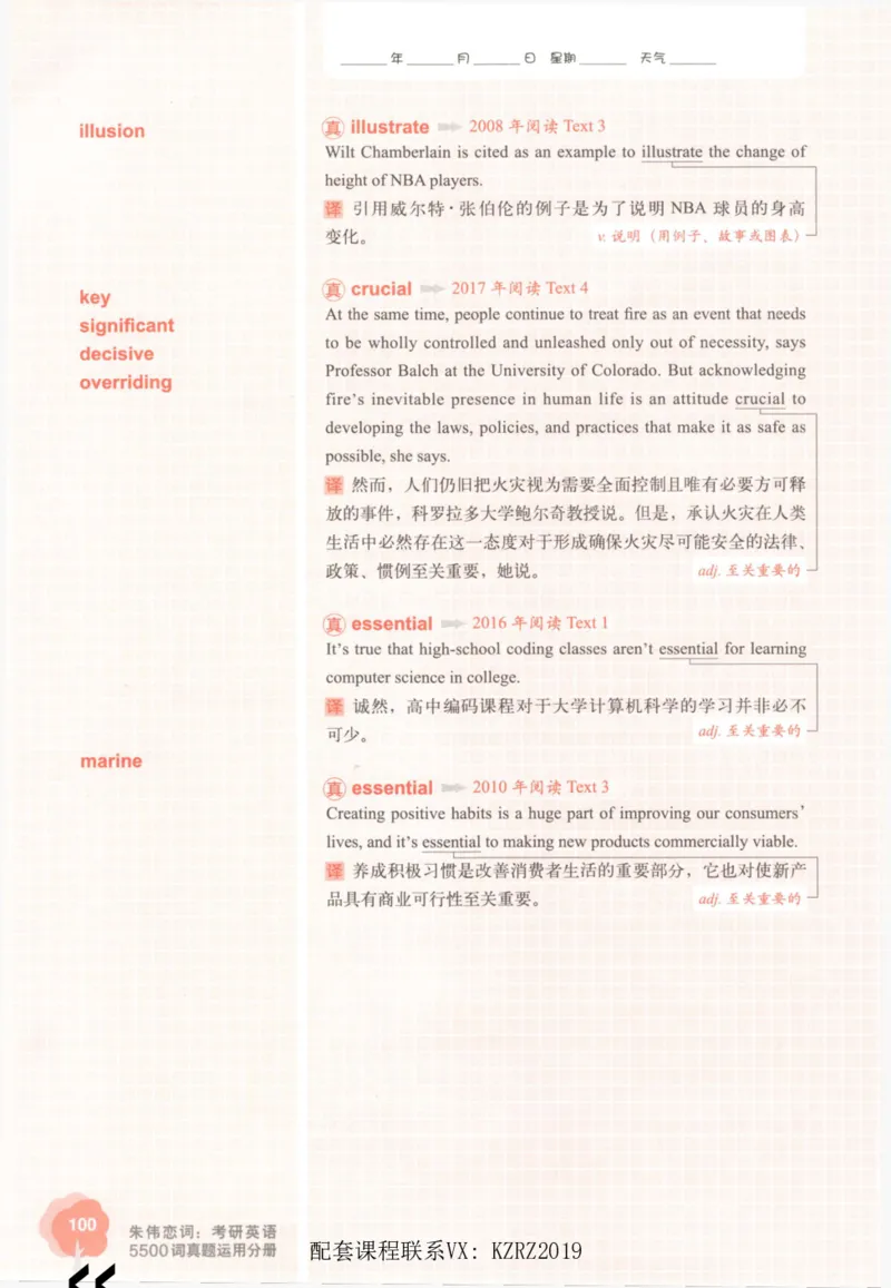 恋词考研英语5500词（晚间听课-真题运用分册）_考研英语真题（英一＋英二）_考研英语真题_考研英语一历年真题_5500词（真题运用+强化强化）