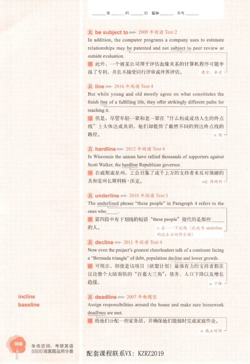 恋词考研英语5500词（晚间听课-真题运用分册）_考研英语真题（英一＋英二）_考研英语真题_考研英语一历年真题_5500词（真题运用+强化强化）