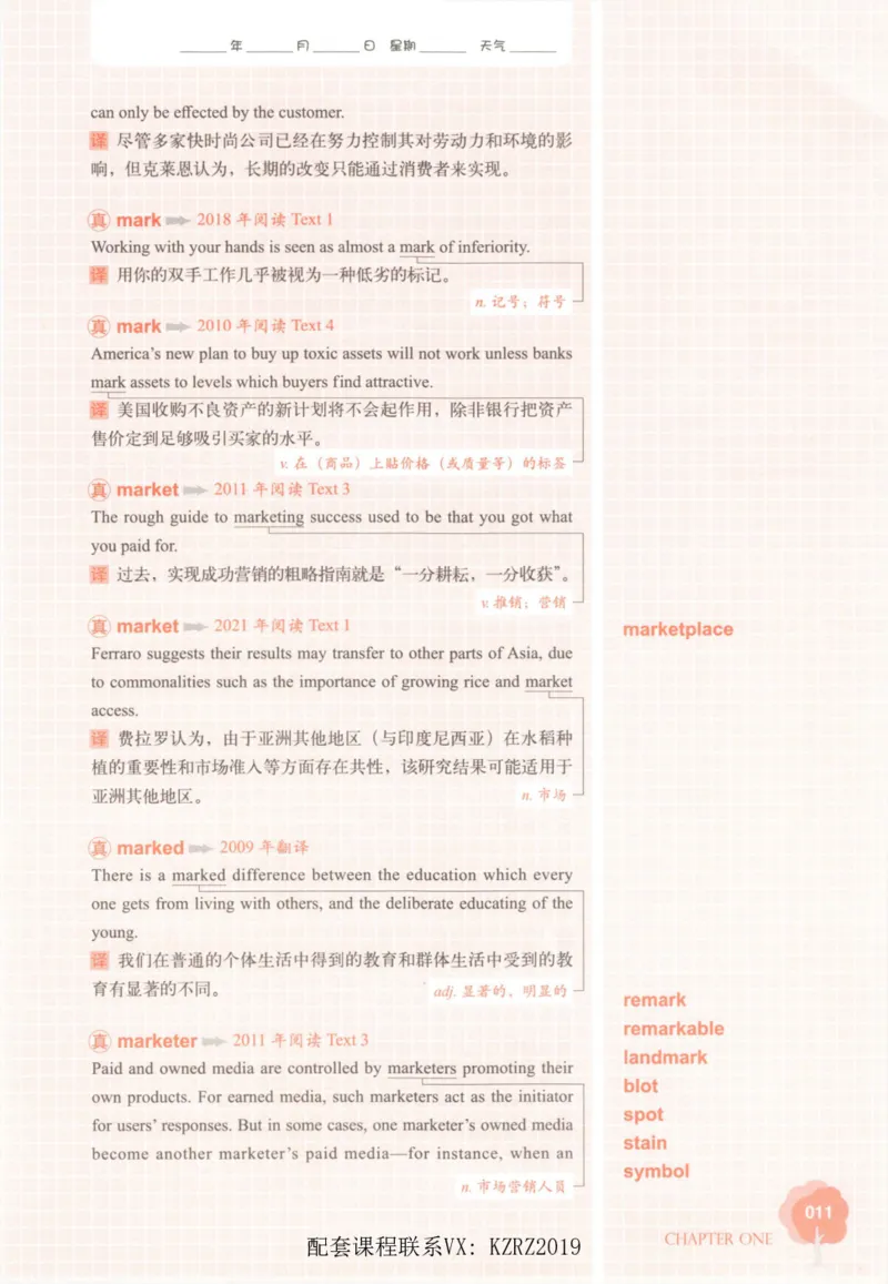 恋词考研英语5500词（晚间听课-真题运用分册）_考研英语真题（英一＋英二）_考研英语真题_考研英语一历年真题_5500词（真题运用+强化强化）