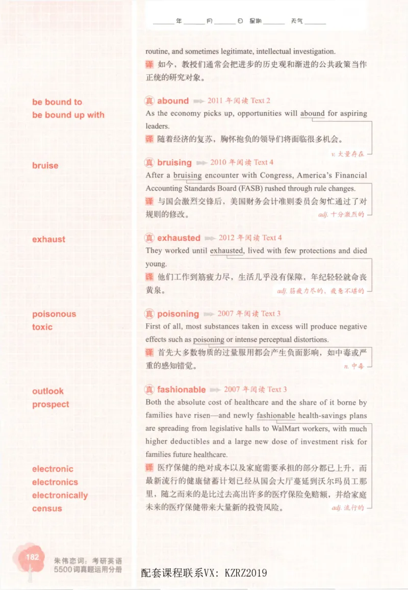 恋词考研英语5500词（晚间听课-真题运用分册）_考研英语真题（英一＋英二）_考研英语真题_考研英语一历年真题_5500词（真题运用+强化强化）