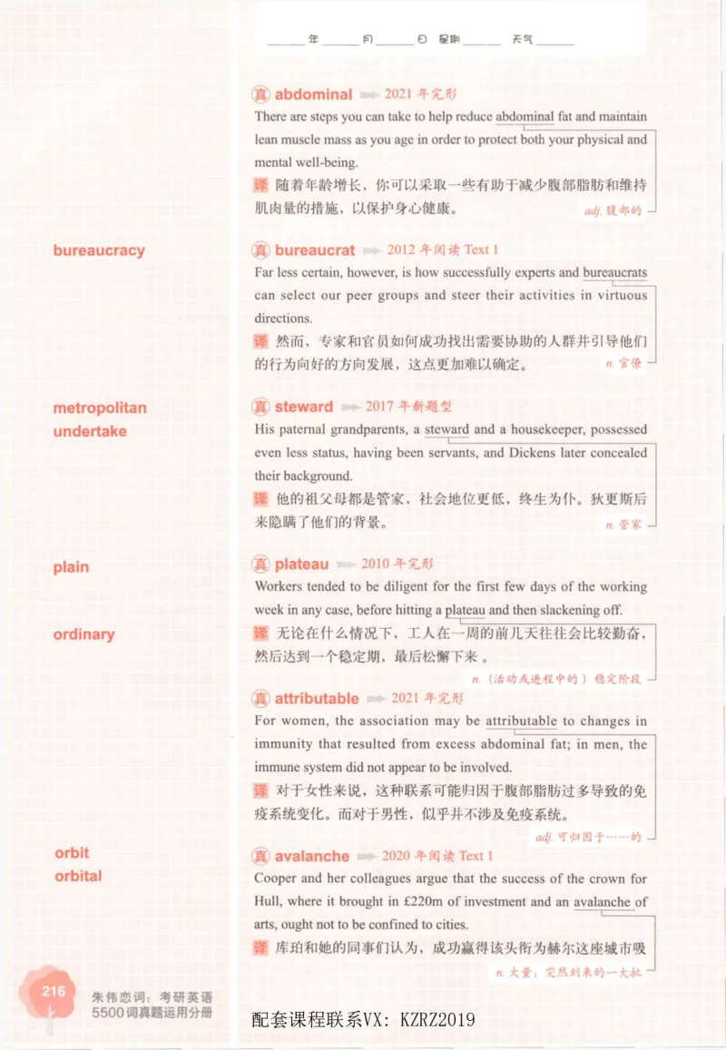 恋词考研英语5500词（晚间听课-真题运用分册）_考研英语真题（英一＋英二）_考研英语真题_考研英语一历年真题_5500词（真题运用+强化强化）