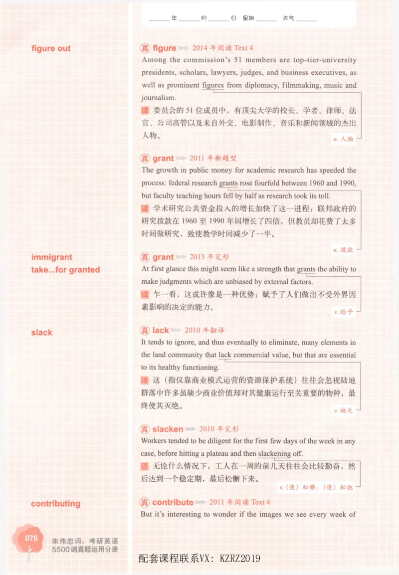 恋词考研英语5500词（晚间听课-真题运用分册）_考研英语真题（英一＋英二）_考研英语真题_考研英语一历年真题_5500词（真题运用+强化强化）