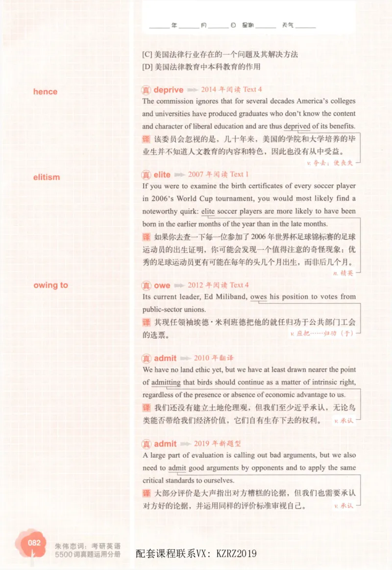 恋词考研英语5500词（晚间听课-真题运用分册）_考研英语真题（英一＋英二）_考研英语真题_考研英语一历年真题_5500词（真题运用+强化强化）
