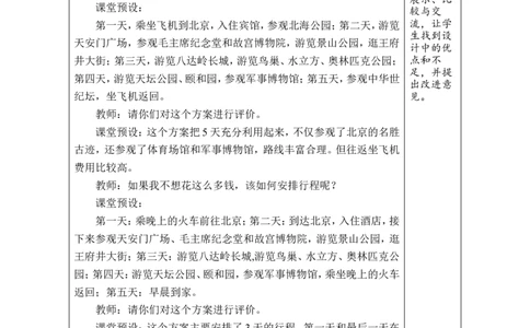 第24课时北京五日游_小学数学人教版单独教案（1-6上下册）_《绿卡图书教案》1-6下册（26春）_6年级下册（26春）_6整理和复习