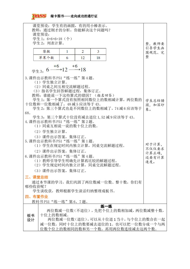 第4课时练一练_小学数学人教版单独教案（1-6上下册）_《绿卡图书教案》1-6下册（26春）_1年级下册（26春）_4100以内的口算加、减法_2.口算减法