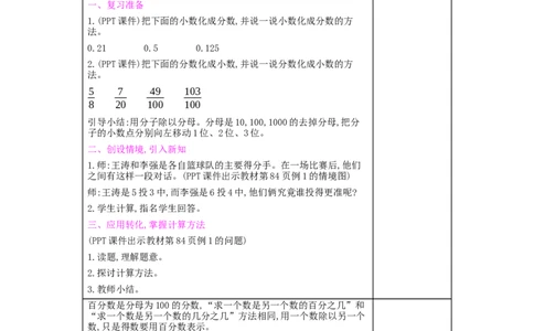 第6单元　百分数(一)_小学数学人教版6年级上册_2课时简案