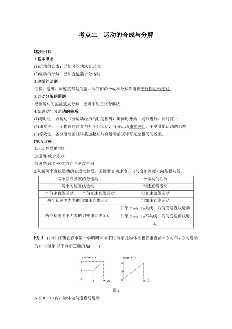 2022年高考物理一轮复习第4章第1讲曲线运动　运动的合成与分解_新高考复习资料_2022年新高考复习资料_高考物理2022年一轮复习各版本_1.2022年高考物理一轮复习全国通用版