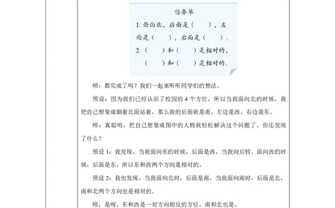 21认识东、南、西、北_认识东、南、西、北_教学设计_小学数学人教版单独教案（1-6上下册）_《智慧教育教案》1-6上下册（25秋）_1-6上册_2年级上册（教案）2025秋新教材_校园小导游