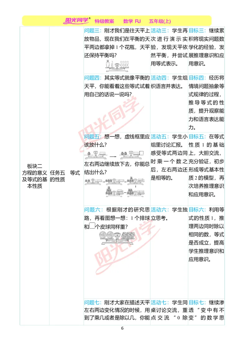 一、单元分析_小学数学人教版单独教案（1-6上下册）_《阳光同学教案》1-6上册（25秋）_阳光同学特级教案数学人教5年级上册_第五单元简易方程