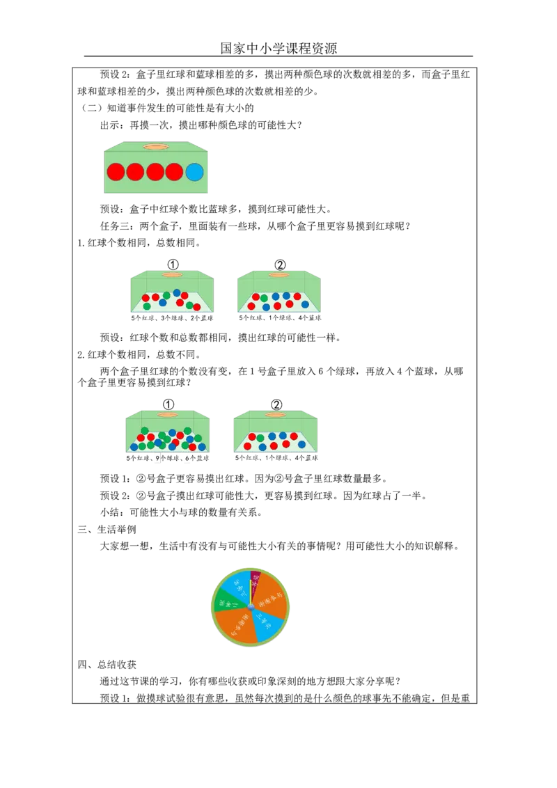 可能性（第2课时）-教学设计_小学数学人教版单独教案（1-6上下册）_《智慧教育教案》1-6上下册（25秋）_1-6上册_5年级上册（教案）新插图_第4单元可能性