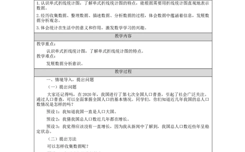 折线统计图(第1课时)_教学设计_小学数学人教版单独教案（1-6上下册）_《智慧教育教案》1-6上下册（25秋）_1-6下册_5年级下册（教案）新插图_第7单元折线统计图