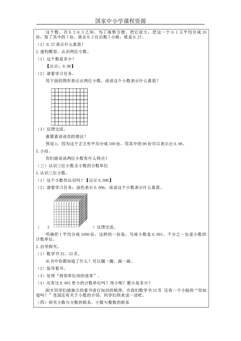 小数的意义和读写法(第1课时)_教学设计_小学数学人教版单独教案（1-6上下册）_《智慧教育教案》1-6上下册（25秋）_1-6下册_4年级下册（教案）新插图_第4单元小数的意义和性质