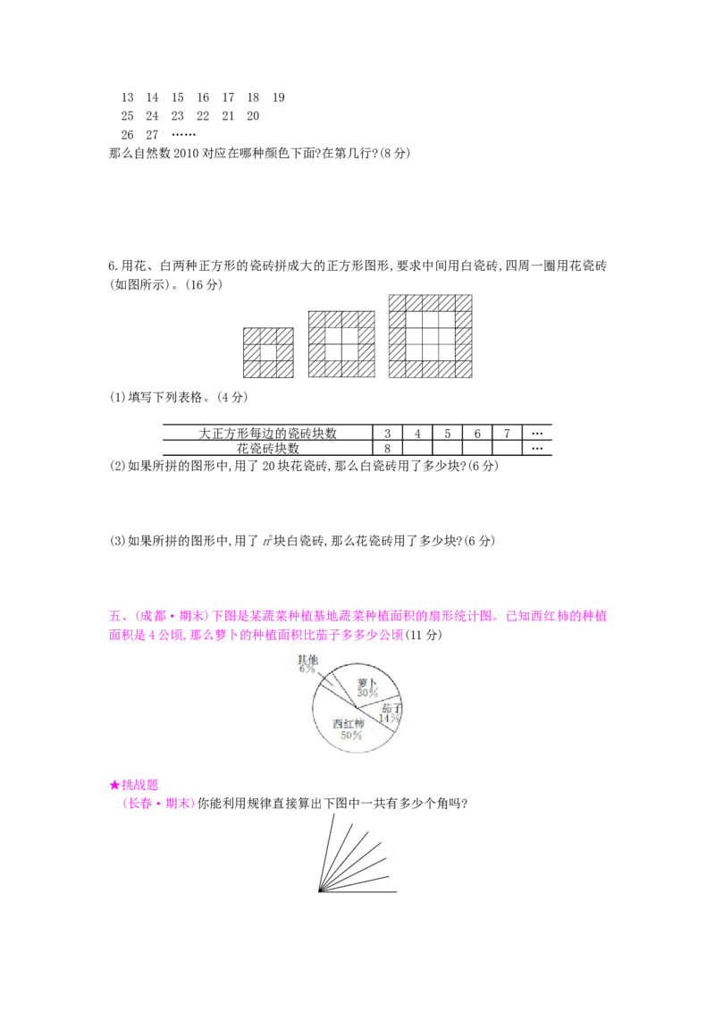 第7、8单元测试卷_小学数学人教版6年级上册_12单元测试卷_12单元测试卷