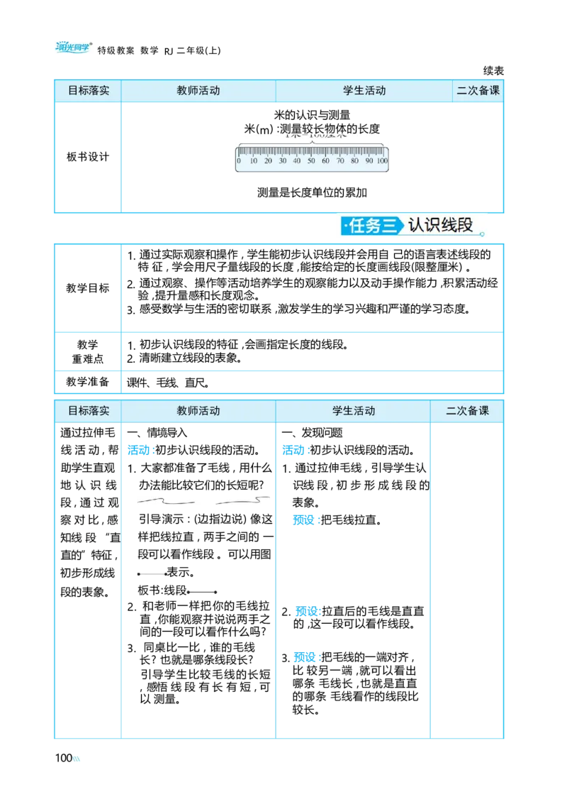 第四单元_小学数学人教版单独教案（1-6上下册）_《阳光同学教案》1-6上册（25秋）_阳光同学特级教案数学人教2年级上册_第四单元厘米和米