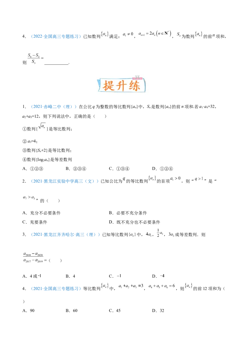 考向28等比数列及其前n项和（重点）-备战2022年高考数学一轮复习考点微专题（新高考地区专用）(30707171)_新高考复习资料_2022年新高考资料