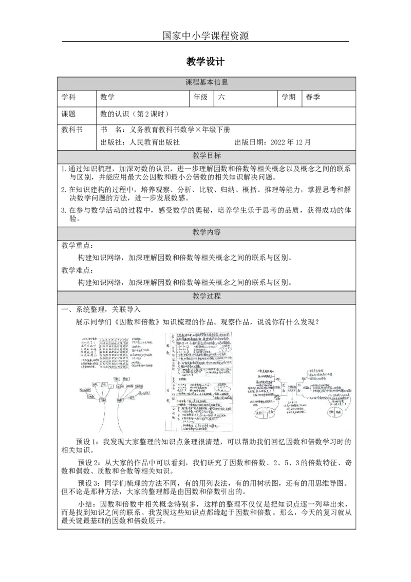数的认识(第2课时)_教学设计_小学数学人教版单独教案（1-6上下册）_《智慧教育教案》1-6上下册（25秋）_1-6下册_6年级下册（教案）新插图_第6单元整理和复习