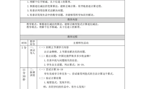 100以内的退位减法&mdash;教学设计_小学数学人教版单独教案（1-6上下册）_《智慧教育教案》1-6上下册（25秋）_1-6上册_2年级上册（教案）新插图_第2单元100以内的加法和减法（二）