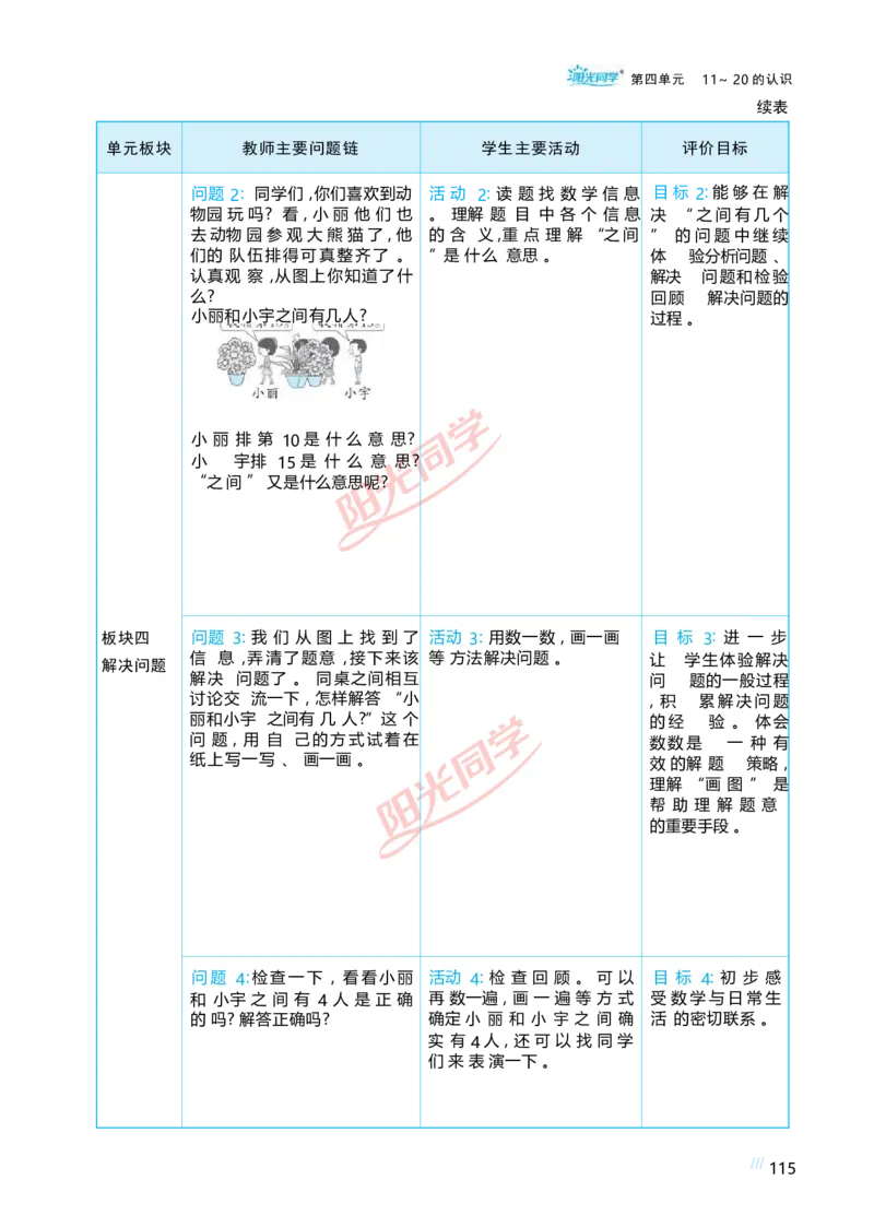 四11~20的认识_小学数学人教版单独教案（1-6上下册）_《阳光同学教案》1-6上册（25秋）_阳光同学特级教案数学人教1年级上册