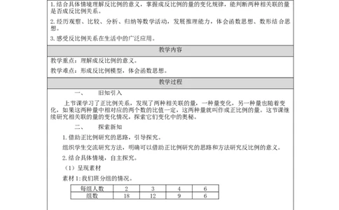 正比例和反比例(第2课时)_教学设计_小学数学人教版单独教案（1-6上下册）_《智慧教育教案》1-6上下册（25秋）_1-6下册_6年级下册（教案）新插图_第4单元比例