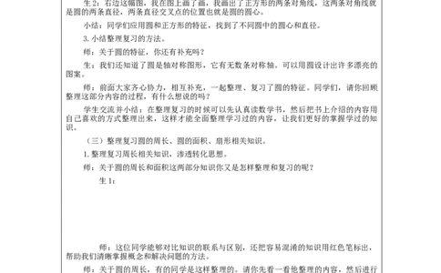 圆的整理和复习（第1课时）_教学设计_小学数学人教版单独教案（1-6上下册）_《智慧教育教案》1-6上下册（25秋）_1-6上册_6年级上册（教案）新插图_第5单元圆