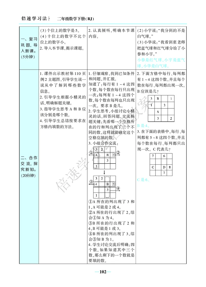 倍速名师教案RJ2数下_小学数学人教版单独教案（1-6上下册）_《名师教案》1-6上下册（24秋）_1-6下册