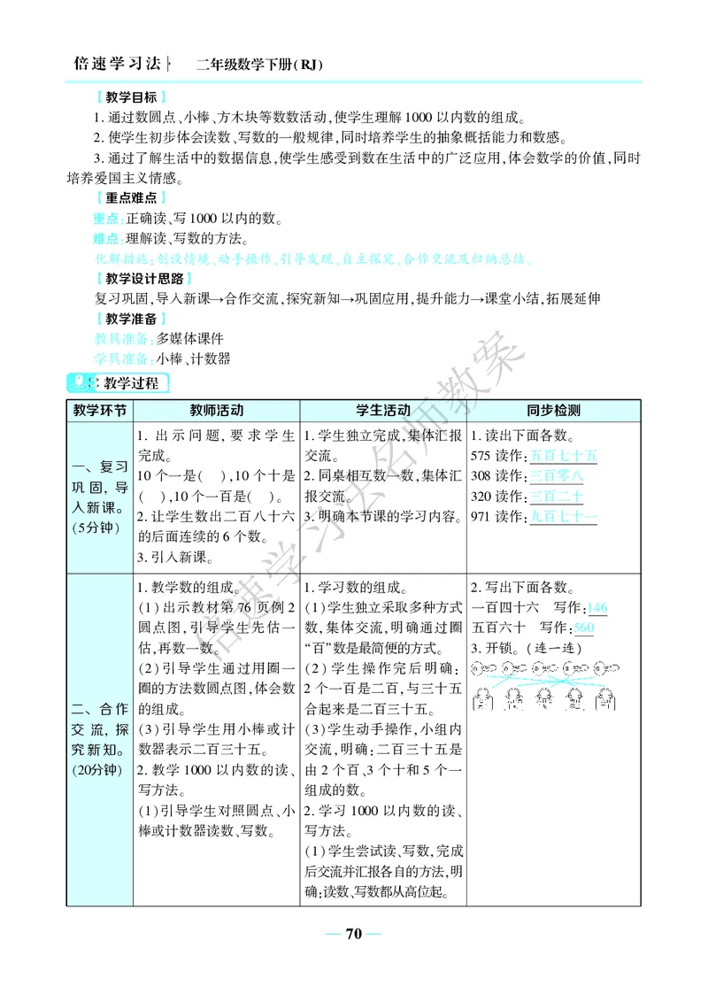 倍速名师教案RJ2数下_小学数学人教版单独教案（1-6上下册）_《名师教案》1-6上下册（24秋）_1-6下册