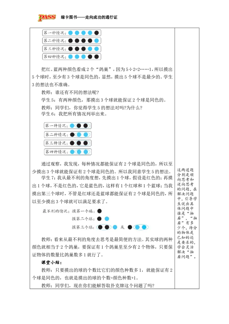 第2课时鸽巢问题（2）_小学数学人教版单独教案（1-6上下册）_《绿卡图书教案》1-6下册（26春）_6年级下册（26春）_5数学广角&mdash;&mdash;鸽巢问题