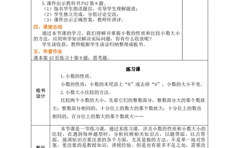 第6课时练习课_小学数学人教版单独教案（1-6上下册）_《绿卡图书教案》1-6下册（26春）_4年级下册（26春）_4小数的意义和性质