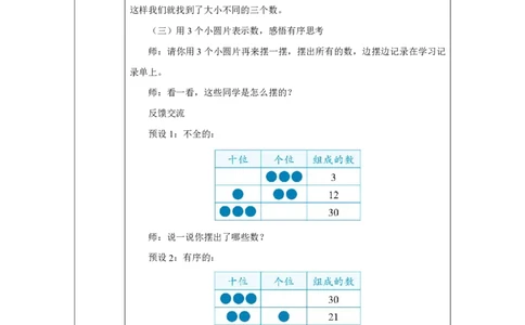 17摆一摆想一想_摆一摆想一想_教学设计_小学数学人教版单独教案（1-6上下册）_《智慧教育教案》1-6上下册（25秋）_1-6下册_1年级下册（教案）2025春_2025春_第3单元100以内数的认识