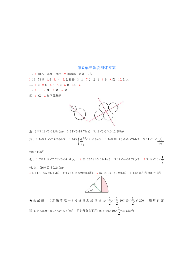 第5单元测试卷_小学数学人教版6年级上册_12单元测试卷_12单元测试卷