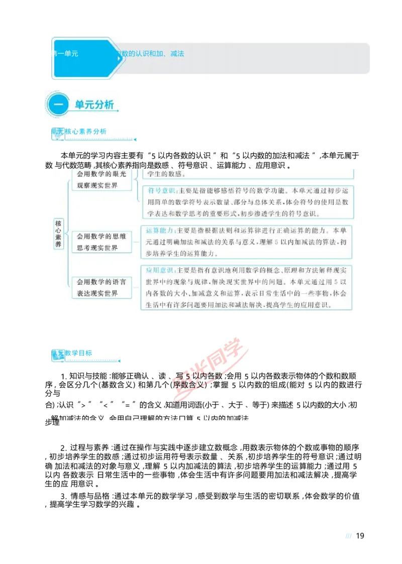 一5以内数的认识和加、减法_小学数学人教版单独教案（1-6上下册）_《阳光同学教案》1-6上册（25秋）_阳光同学特级教案数学人教1年级上册