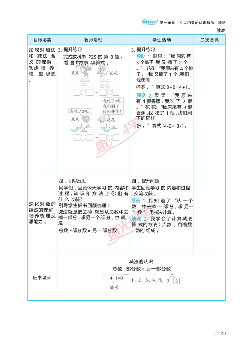 一5以内数的认识和加、减法_小学数学人教版单独教案（1-6上下册）_《阳光同学教案》1-6上册（25秋）_阳光同学特级教案数学人教1年级上册