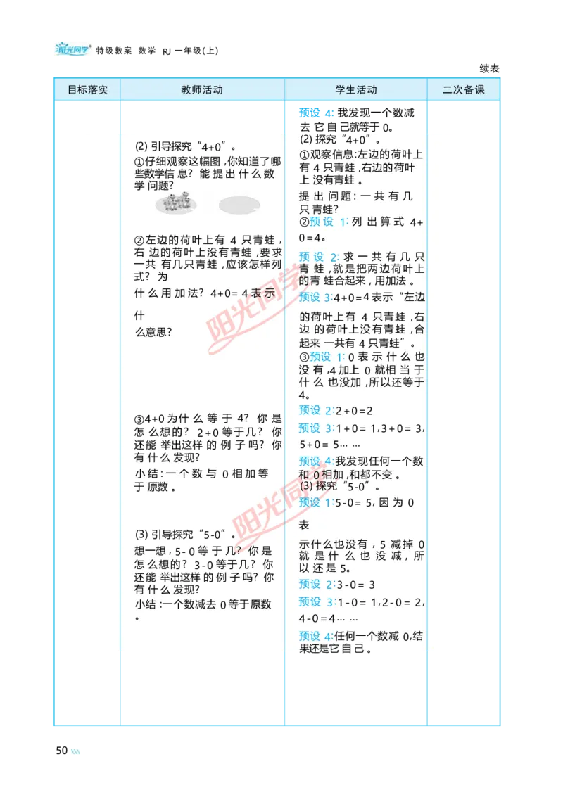 一5以内数的认识和加、减法_小学数学人教版单独教案（1-6上下册）_《阳光同学教案》1-6上册（25秋）_阳光同学特级教案数学人教1年级上册